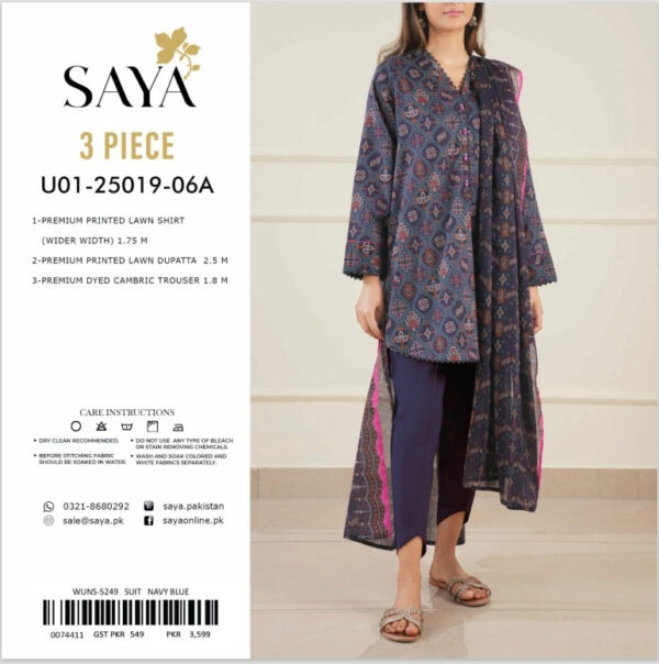 SAYA Printed Chunri Lawn 3-Piece Collection Vol-5,2025