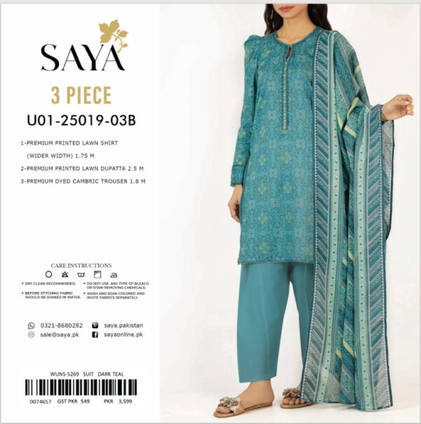 SAYA Printed Chunri Lawn 3-Piece Collection Vol-5,2025 - Image 3