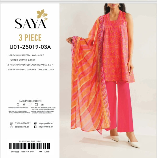 SAYA Printed Chunri Lawn 3-Piece Collection Vol-5,2025 - Image 4