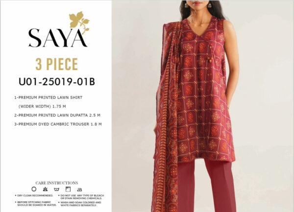 SAYA Printed Chunri Lawn 3-Piece Collection Vol-5,2025 - Image 2