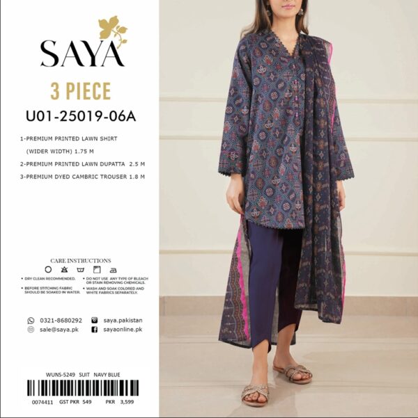 SAYA Printed Chunri Lawn 3-Piece