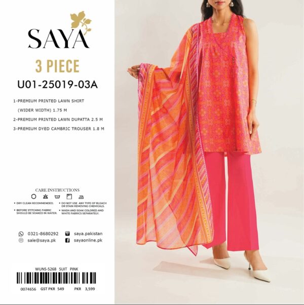 SAYA Printed Chunri Lawn 3-Piece - Image 2