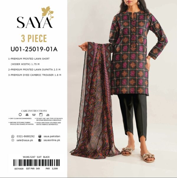 SAYA Printed Chunri Lawn 3-Piece - Image 4