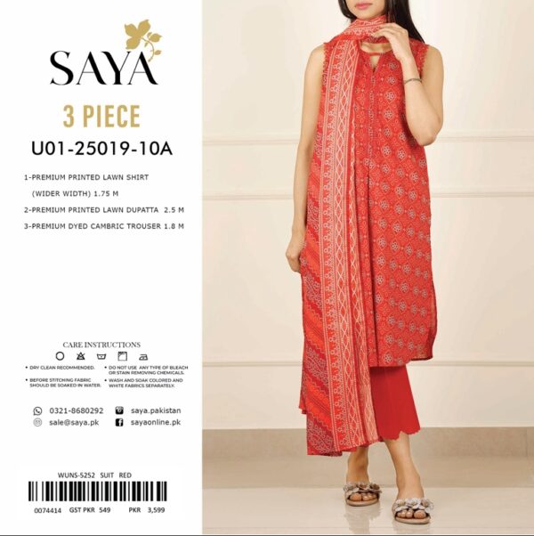 SAYA Printed Chunri Lawn 3-Piece - Image 6