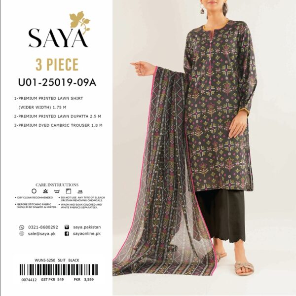 SAYA Printed Chunri Lawn 3-Piece - Image 7