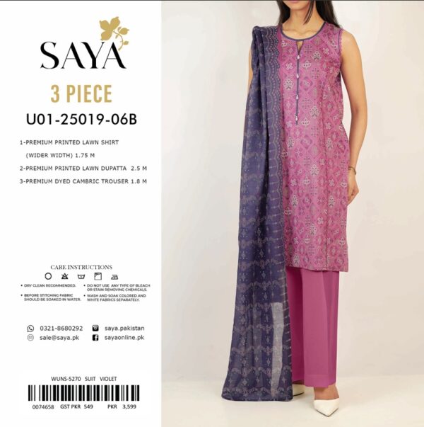 SAYA Printed Chunri Lawn 3-Piece - Image 8